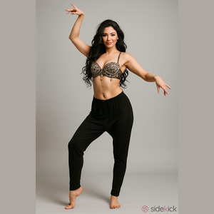 Belly Dancer vintage sexy Sari Gypsy Costume cosplay Black Pants sz Medium